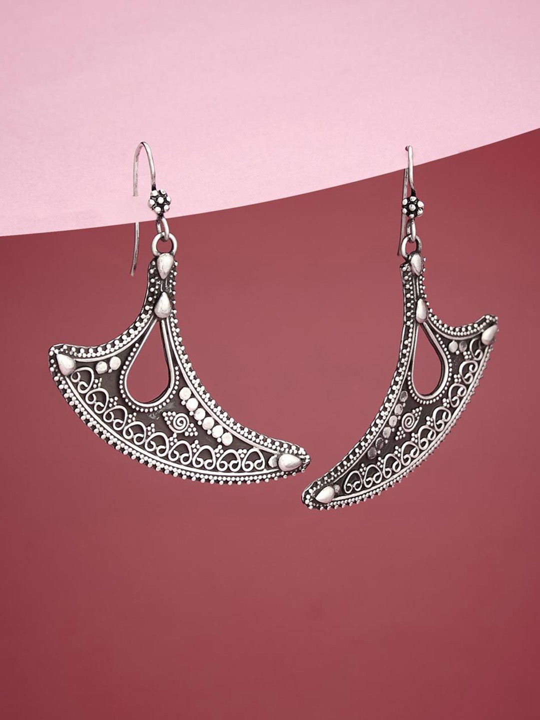 

Fabindia Silver-Plated Oxidised Drop Earrings