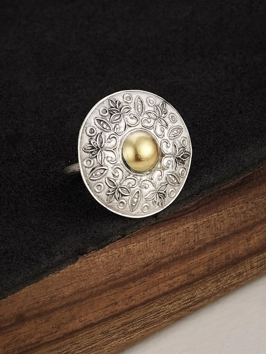 

Fabindia Floral Adjustable Finger Ring, Silver