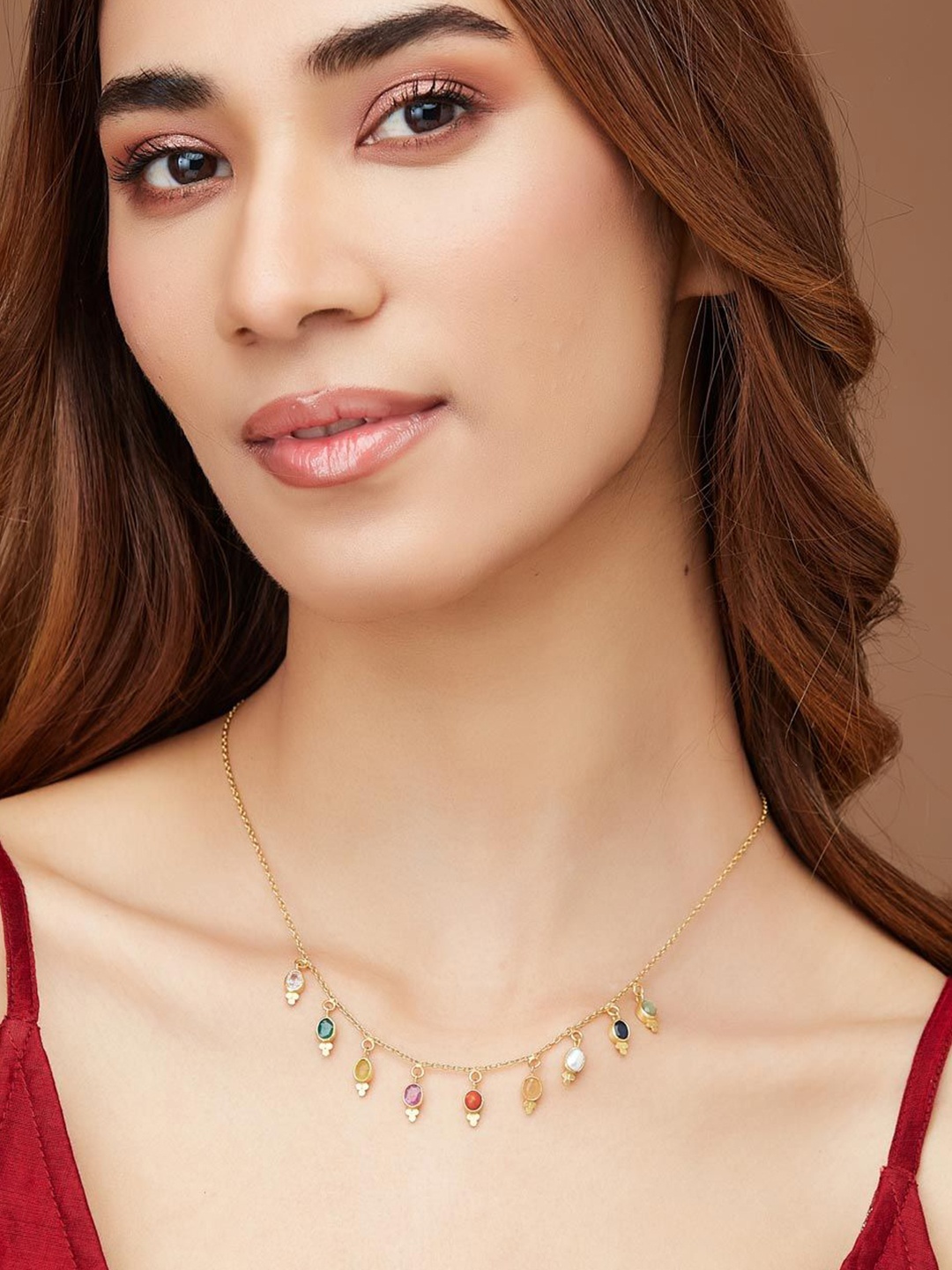 

Fabindia Silver Gold-Plated Stone Studded Necklace