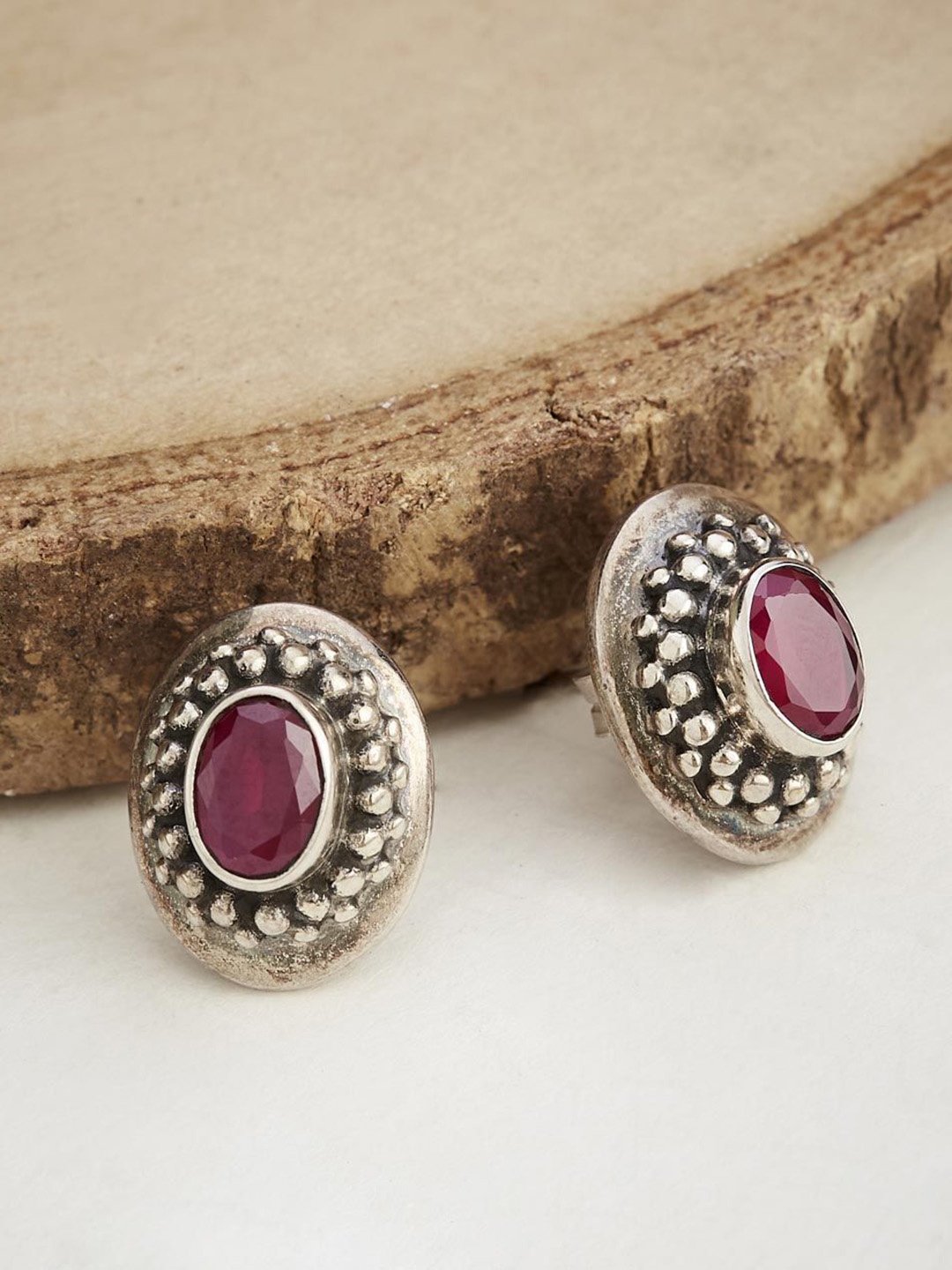 

Fabindia Silver-Plated Contemporary Studs Earrings