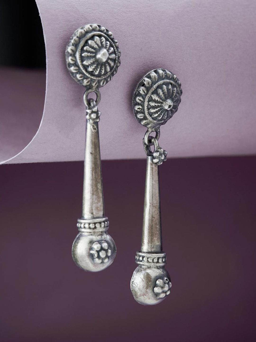 

Fabindia Silver-Plated Contemporary Drop Earrings