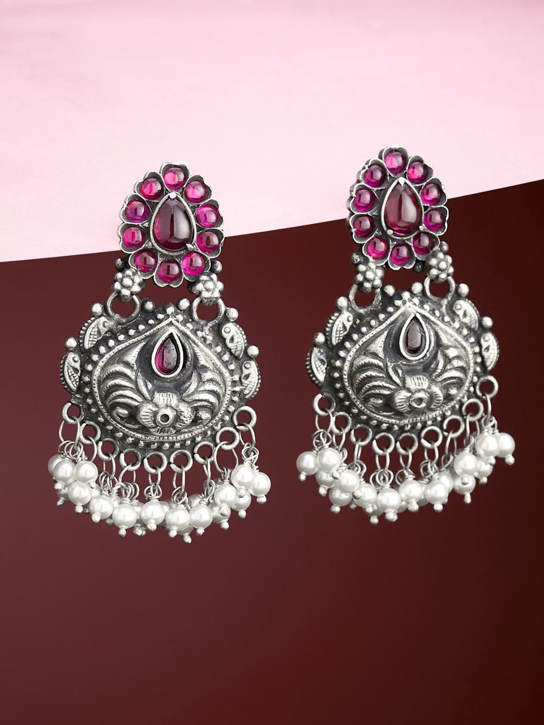 

Fabindia Silver-Plated Contemporary Drop Earrings
