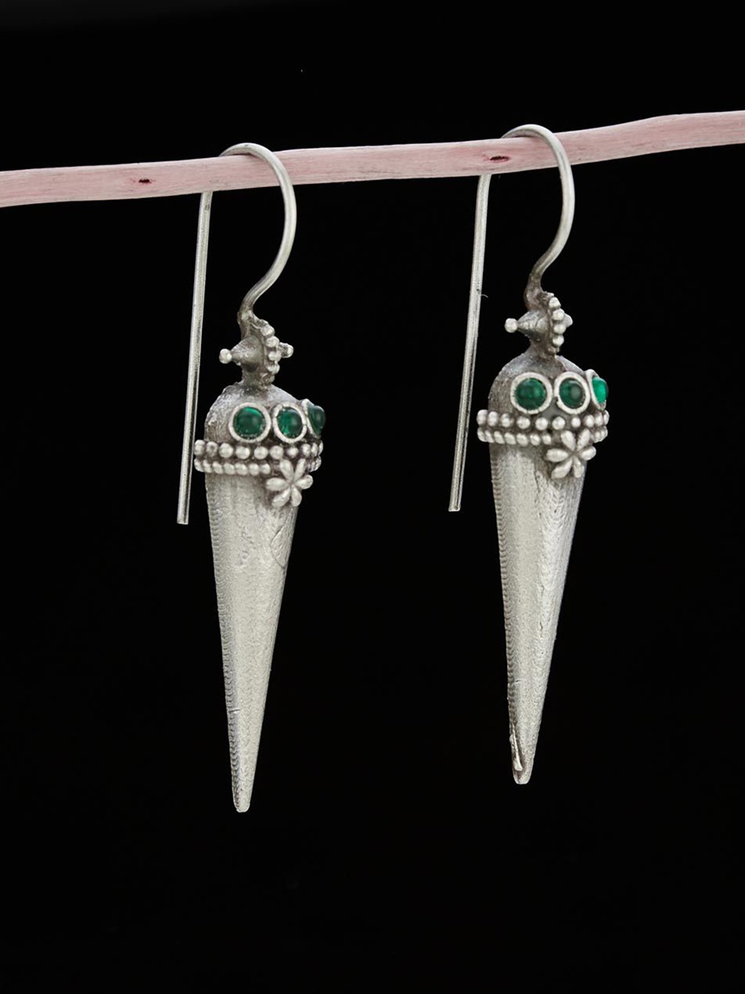 

Fabindia Stone-Studded Drop Earrings, Silver
