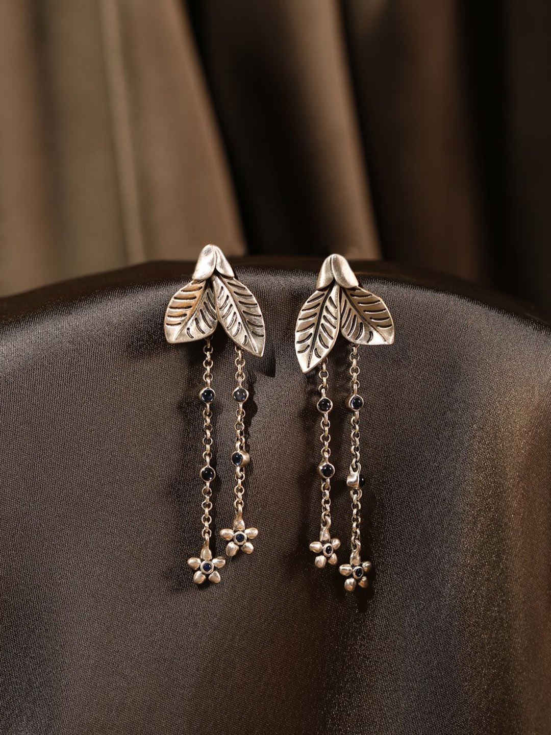 

Fabindia Silver Plated Artificial Stones Studded Oxidised Contemporary Studs Earrings