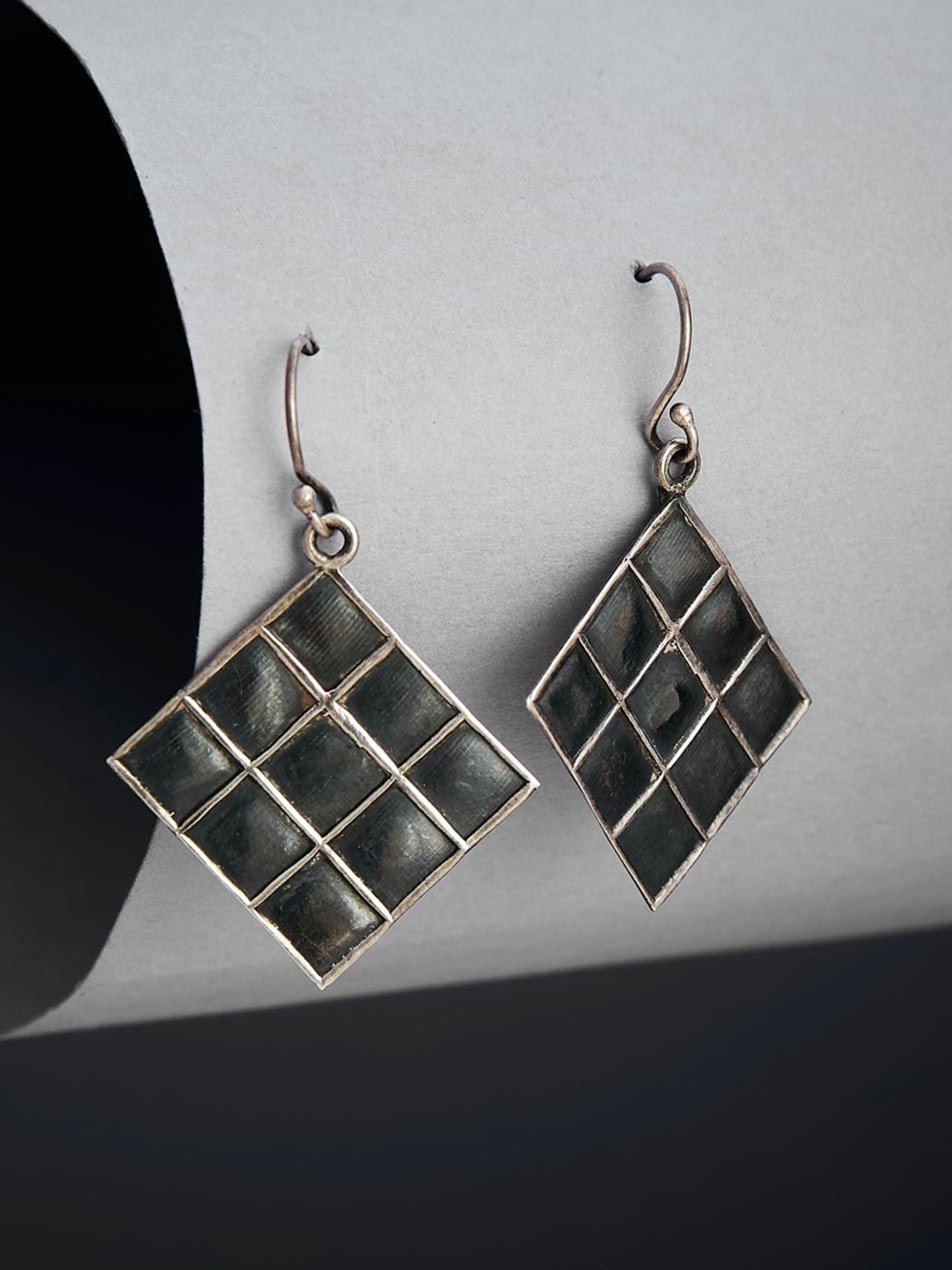 

Fabindia Silver Plated Oxidised Contemporary Drop Earrings