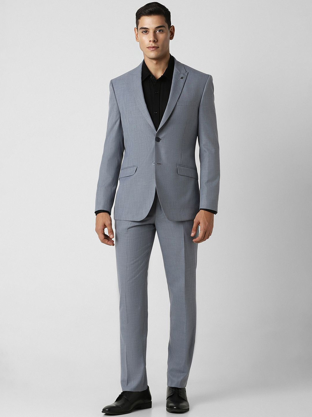 

Van Heusen Textured Self Design Slim-Fit Single-Breasted Two-Piece Formal Suit, Grey