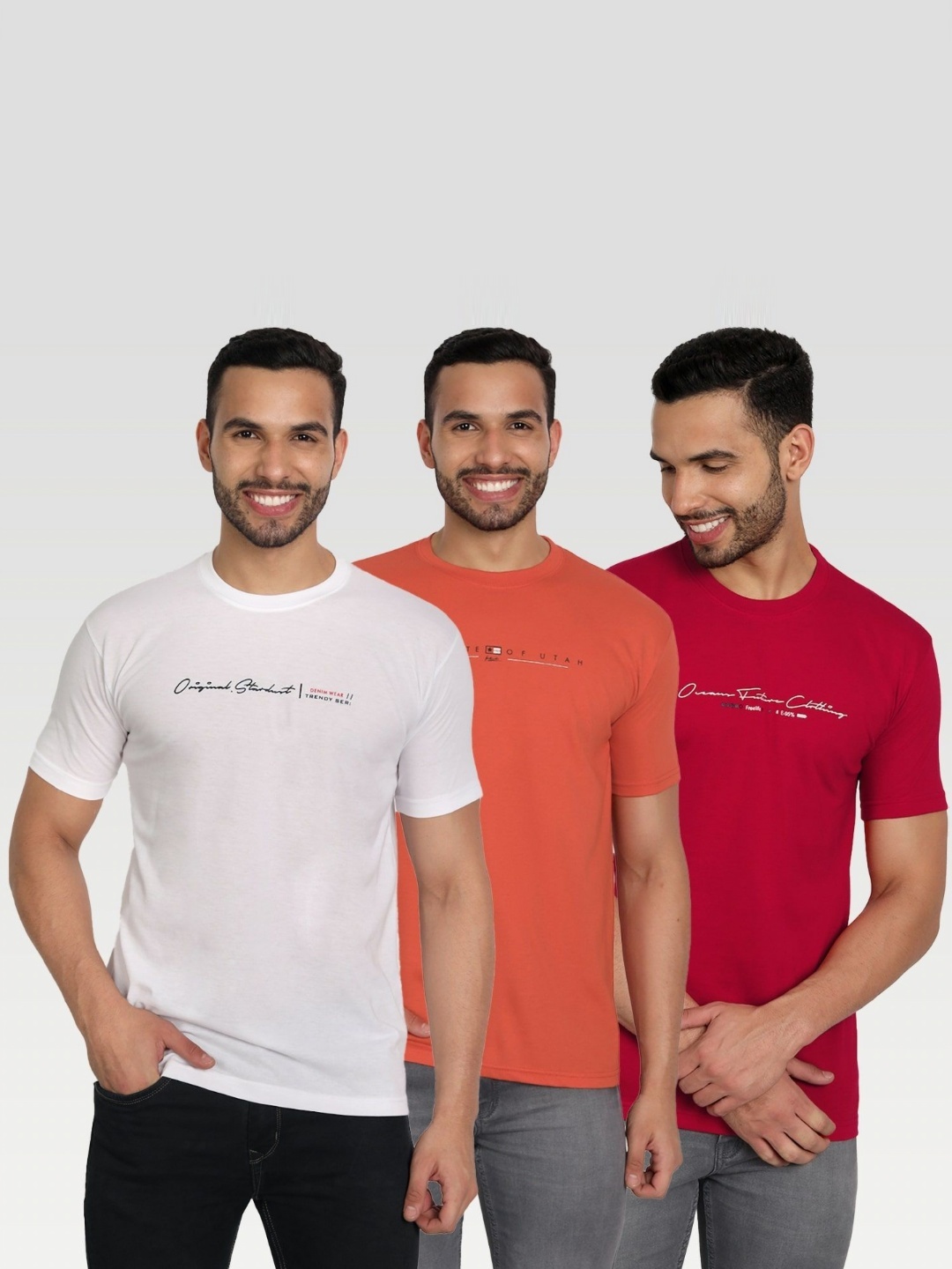 

ZEFFIT Men Typography 3 Printed Applique T-shirt, Multi