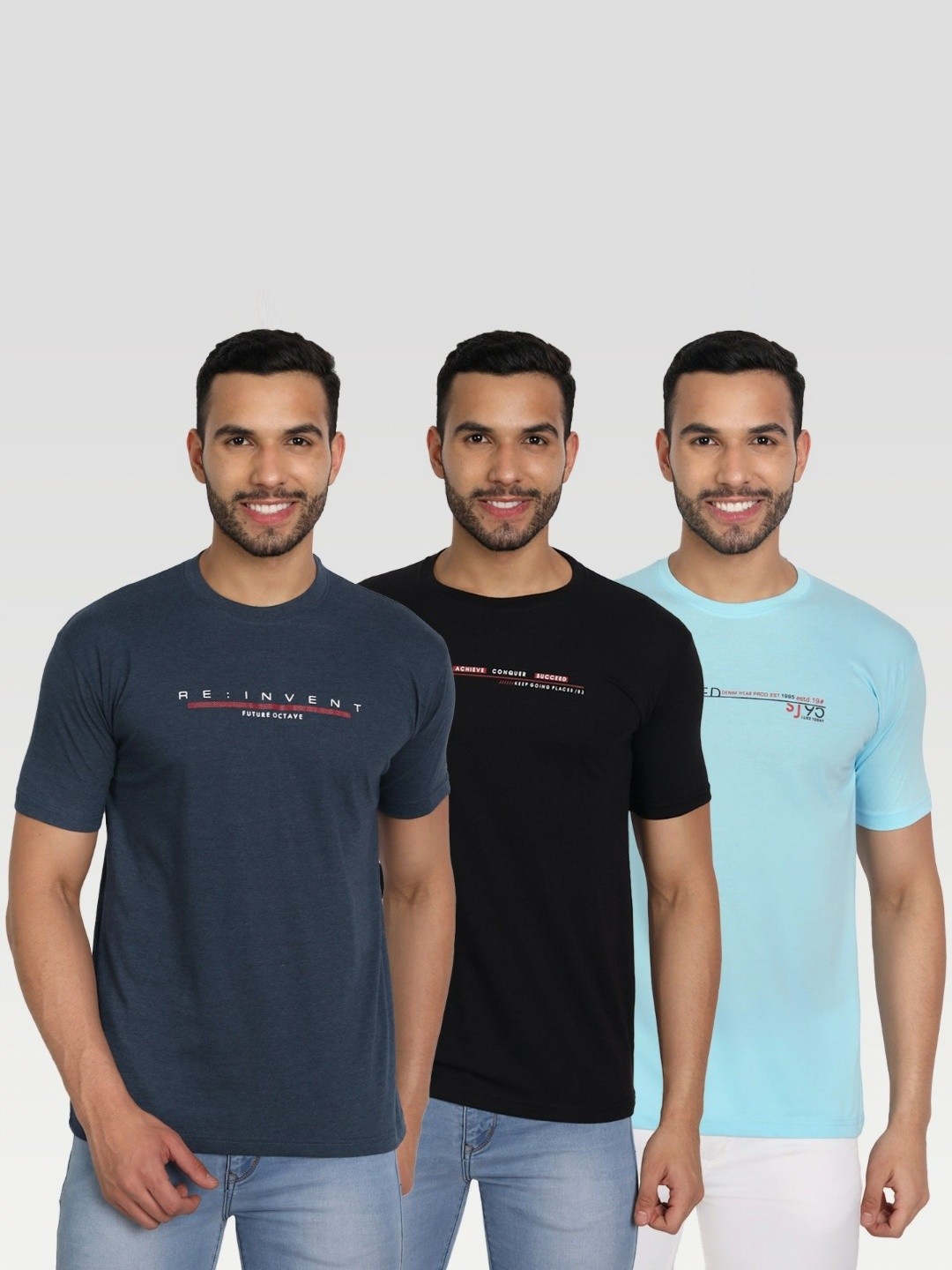 

ZEFFIT Men Typography 3 Applique T-shirt, Multi
