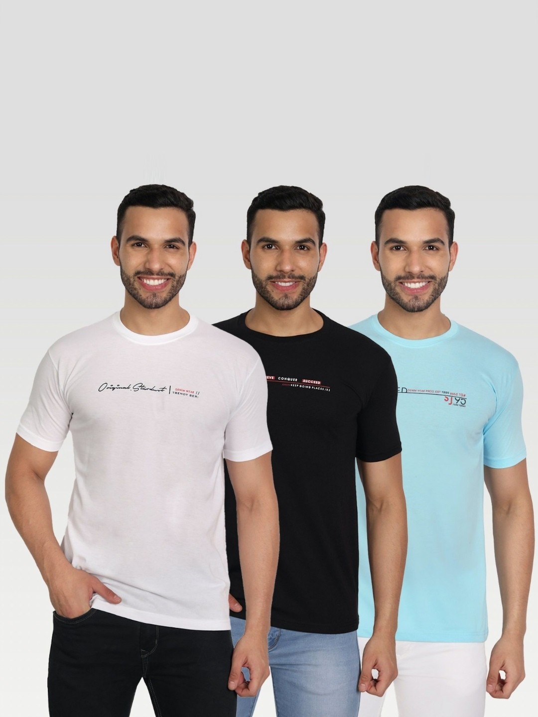 

ZEFFIT Men Typography 3 Applique T-shirt, Multi