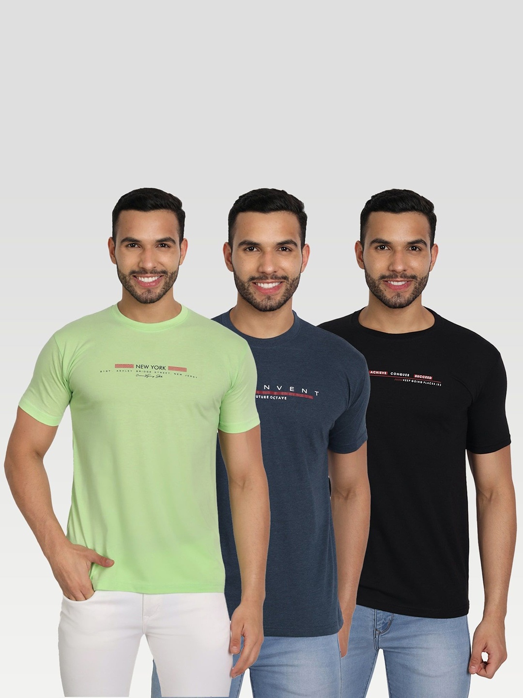 

ZEFFIT Men Typography 3 Applique T-shirt, Multi