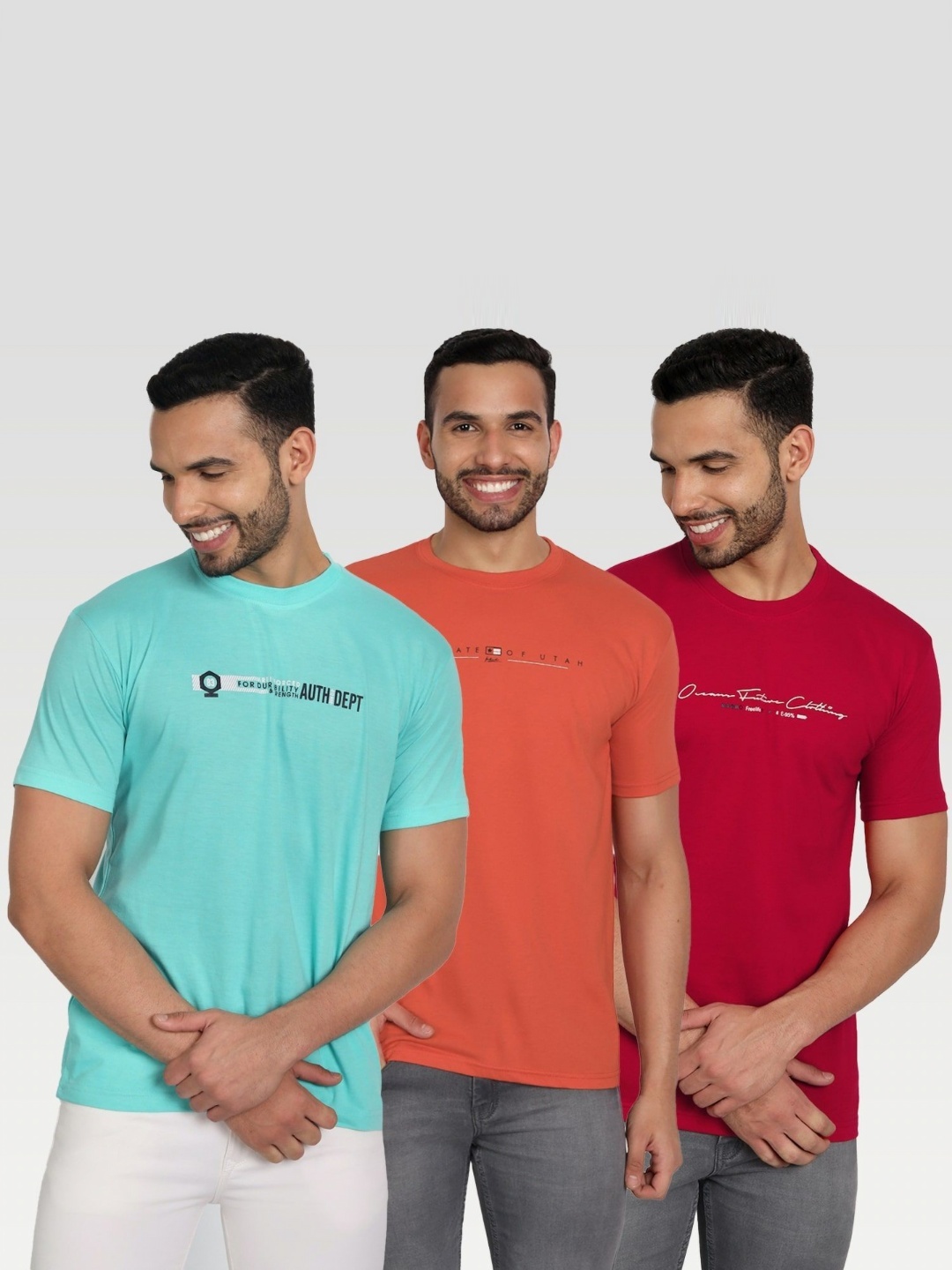 ZEFFIT Men Typography 3 Applique T-shirt, Multi