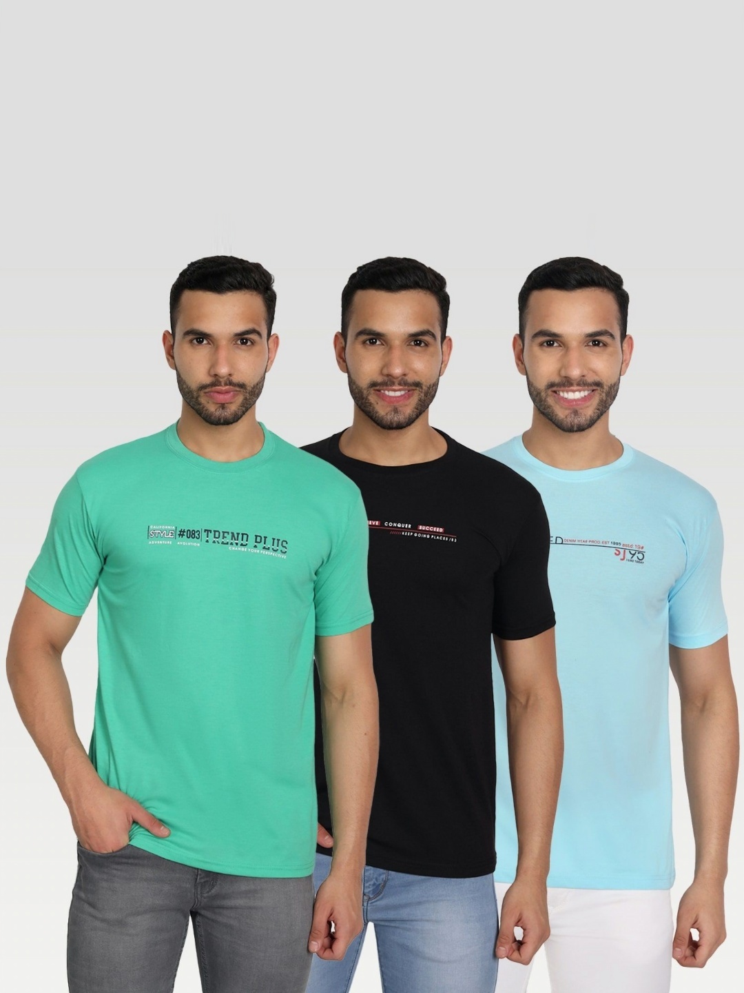 ZEFFIT Men Typography 3 Applique T-shirt, Multi