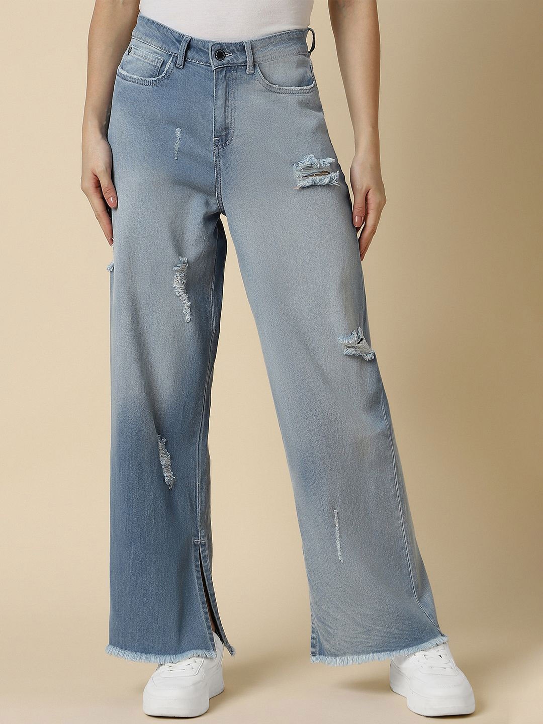 

Allen Solly Woman Mildly Distressed Heavy Fade Jeans, Blue
