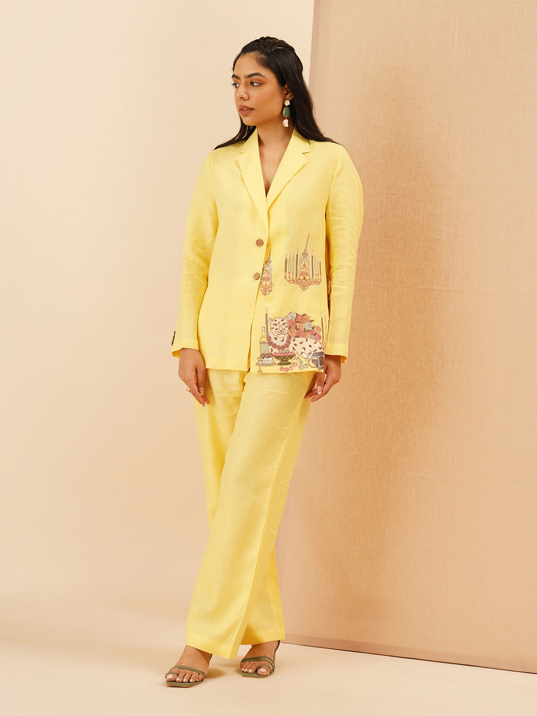 

KALPRAAG Embroidered Shirt With Trouser, Yellow