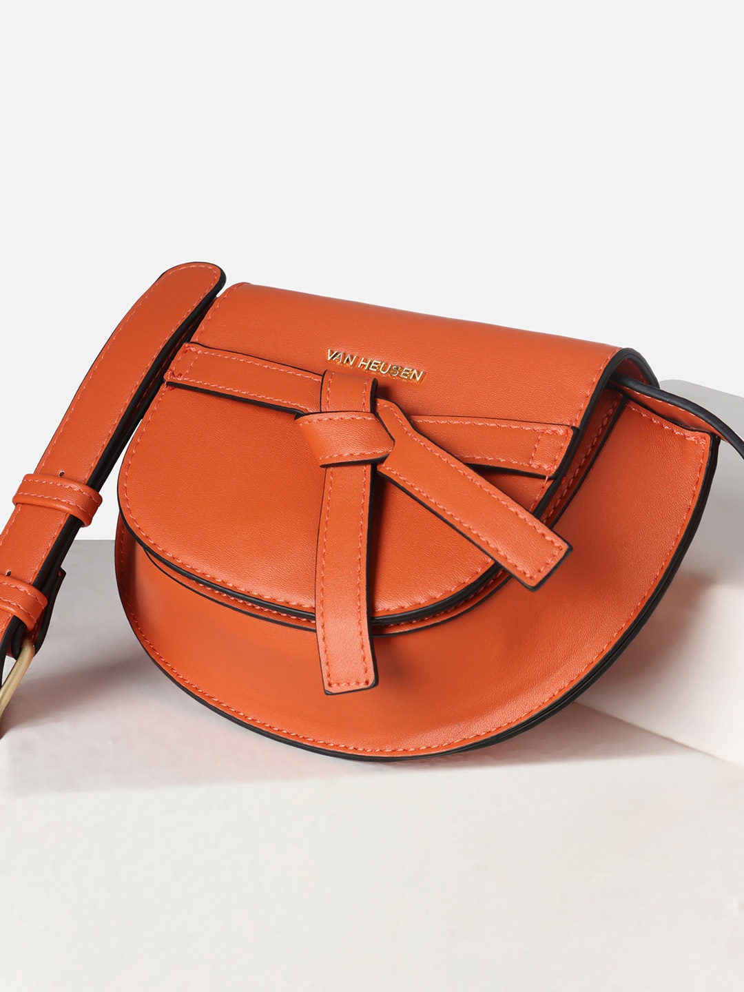 

Van Heusen Woman PU Bucket Satchel with Bow Detail, Orange