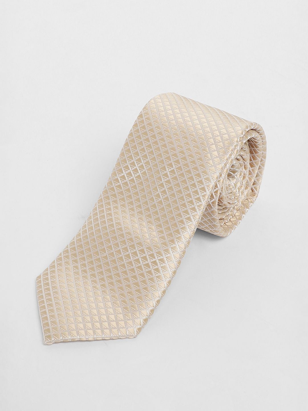 

Louis Philippe Men Woven Design Skinny Tie, Beige
