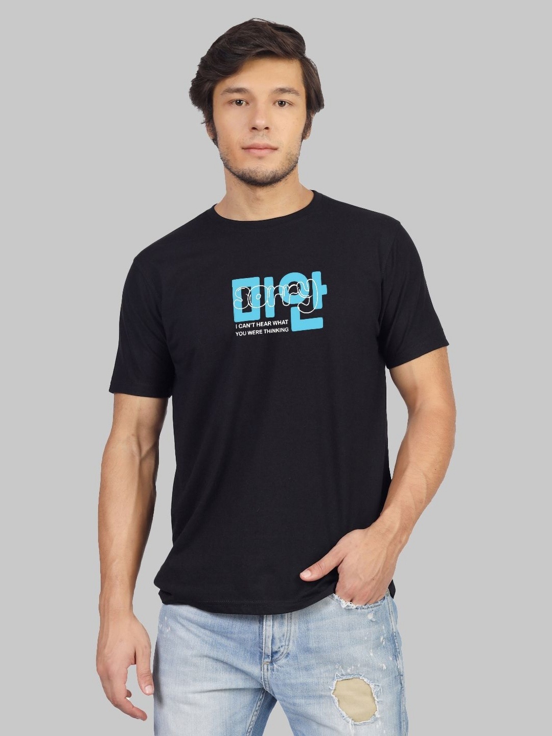 

Greylongg Men Graphic Printed Round Neck T-shirt, Black