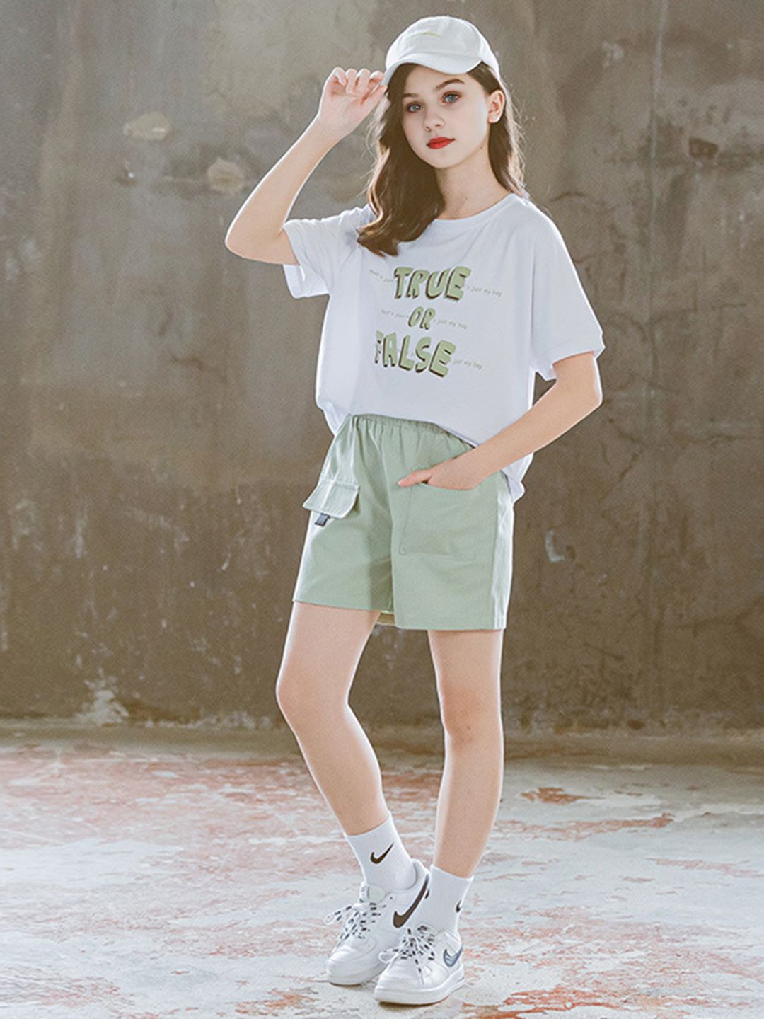 

INCLUD Girls Printed T-shirt With Shorts, Green