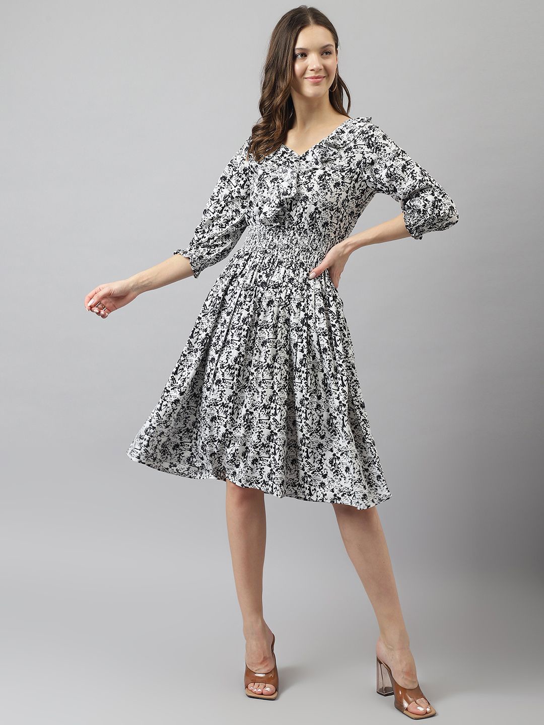 

TOOCHKI Printed Fit & Flare Dress, White