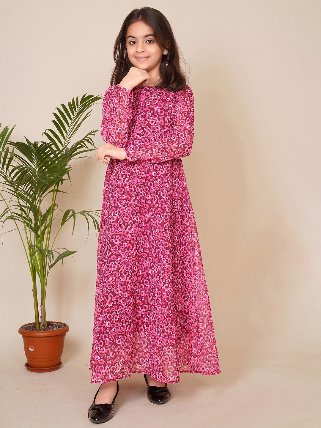 

BAESD Floral Print Georgette Maxi Dress, Red