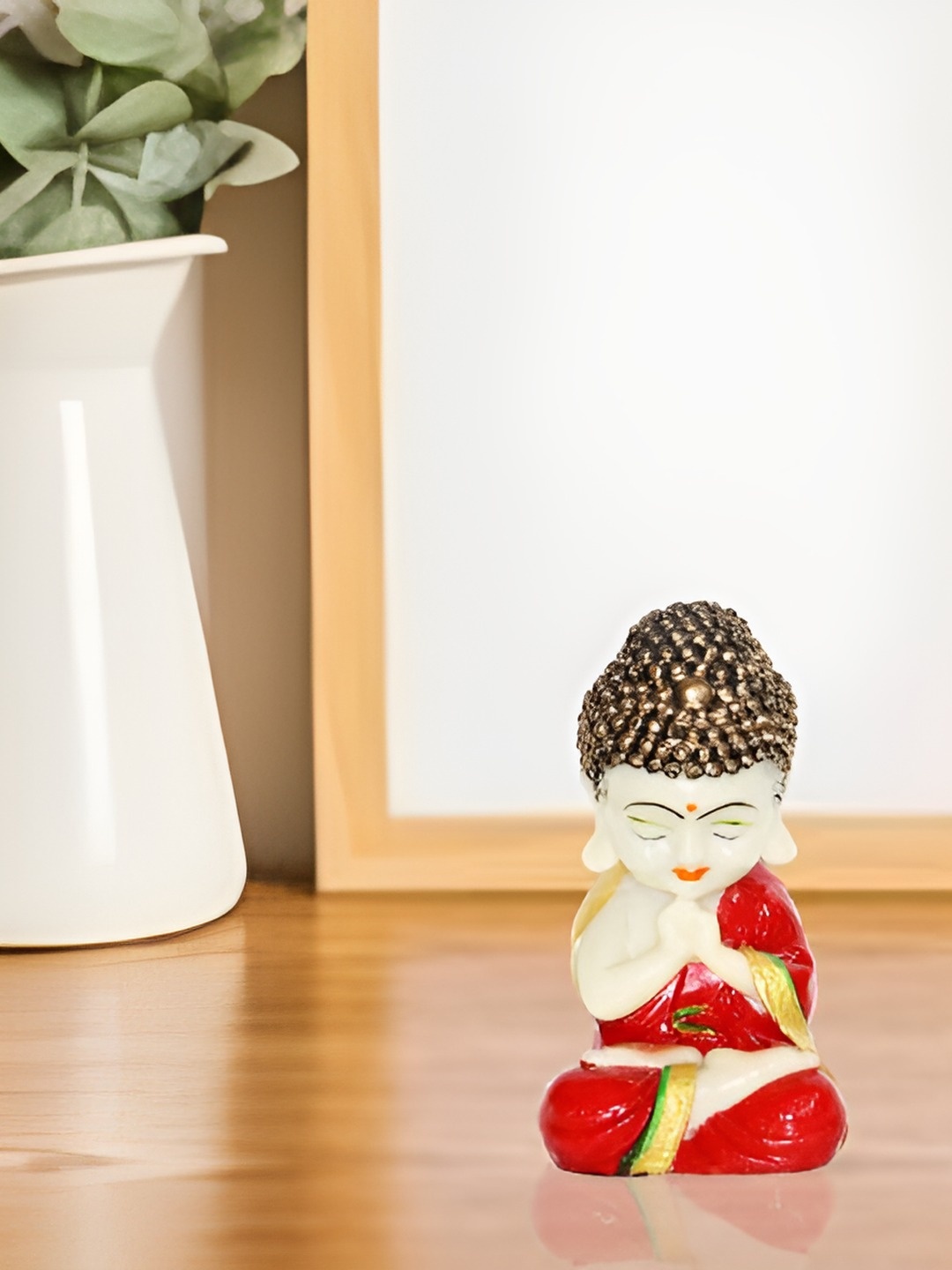 

BECKON VENTURE White & Red Tiny Buddha Idol Showpiece