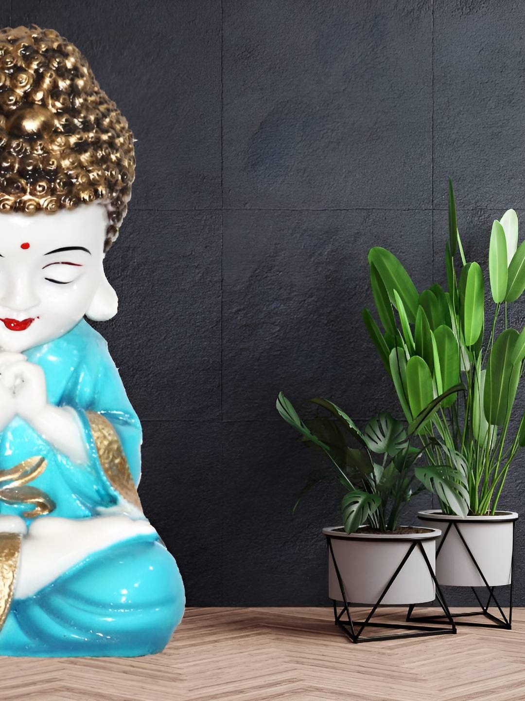 

BECKON VENTURE White & Blue Tiny Buddha Idol Showpiece