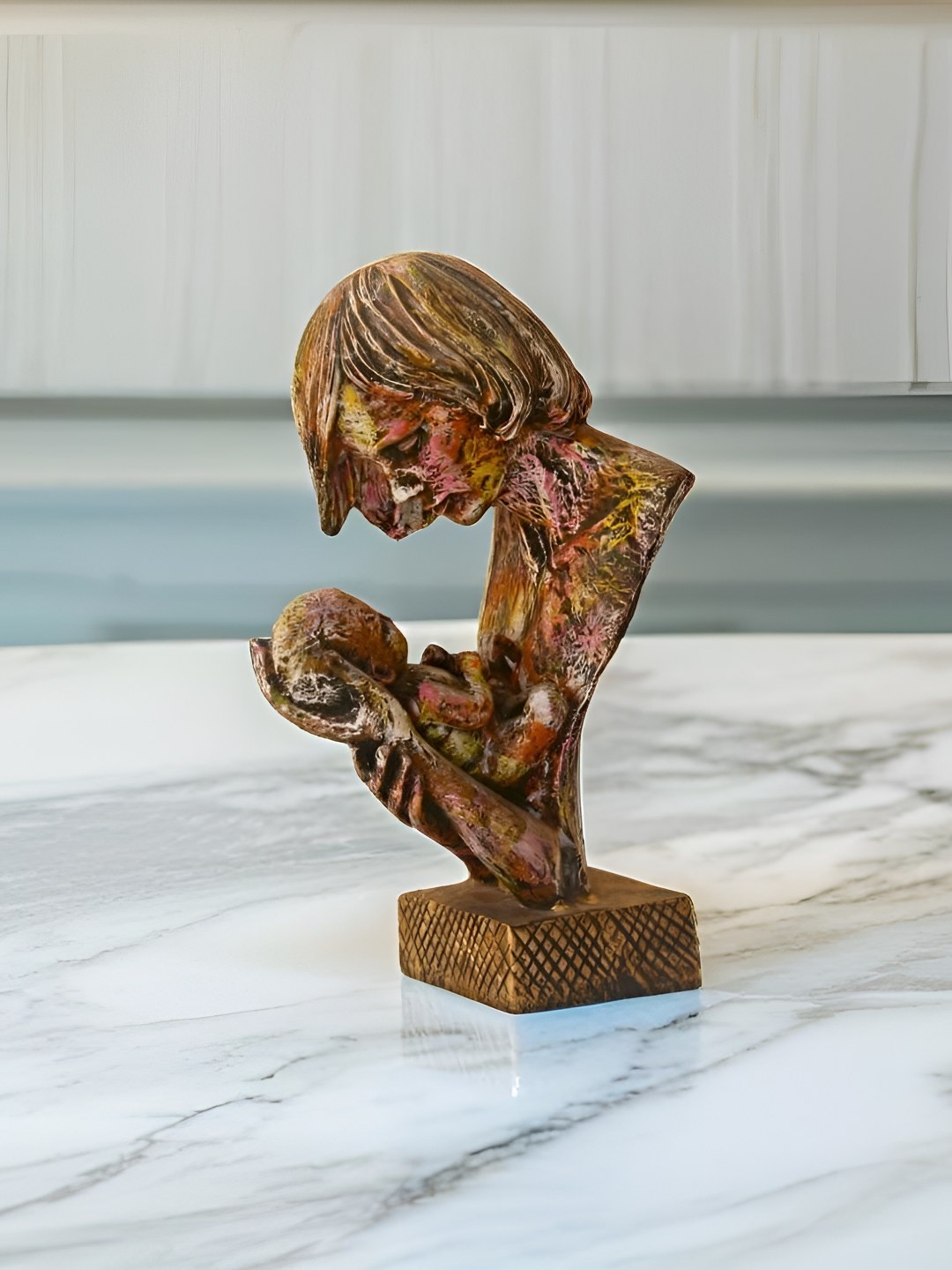 

BECKON VENTURE Brown Mother & Son Statue Showpiece