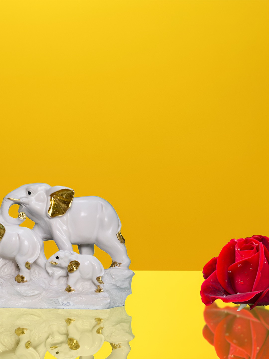

BECKON VENTURE White Elephant Family Statue Showpiece