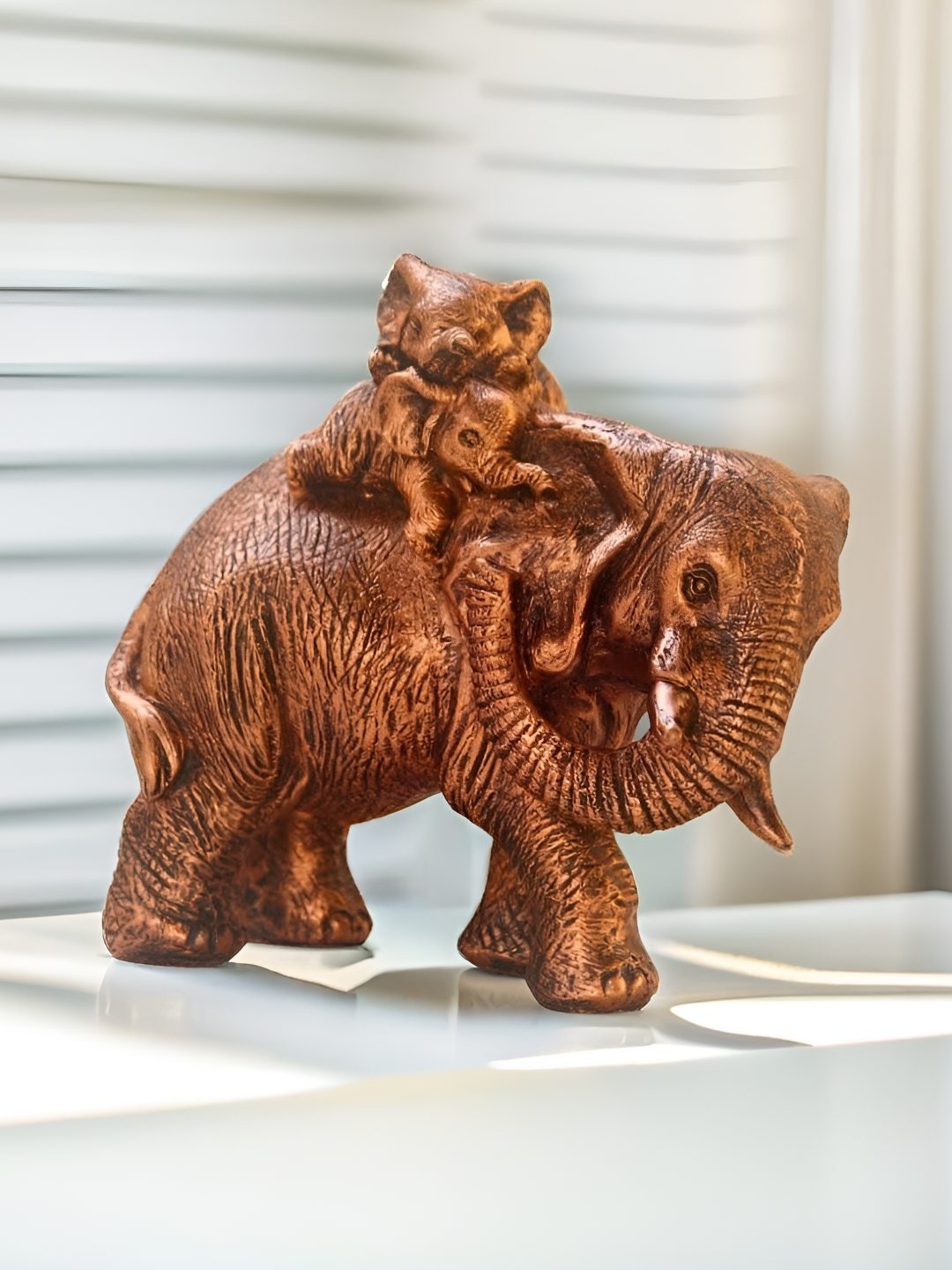 

BECKON VENTURE Copper-Toned Elephant Showpiece