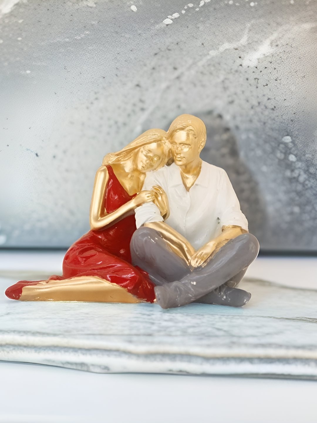 

BECKON VENTURE Gold Toned & Red Medium Figurine Showpiece