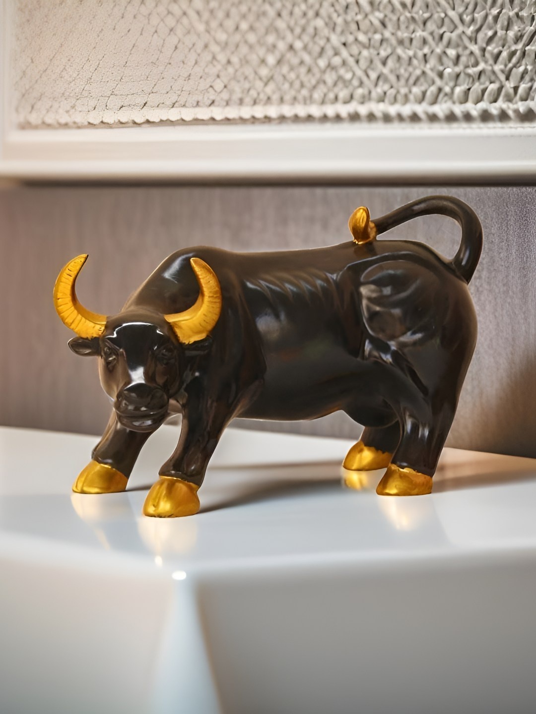 

BECKON VENTURE Gold Toned & Black Animals Figurine Showpiece