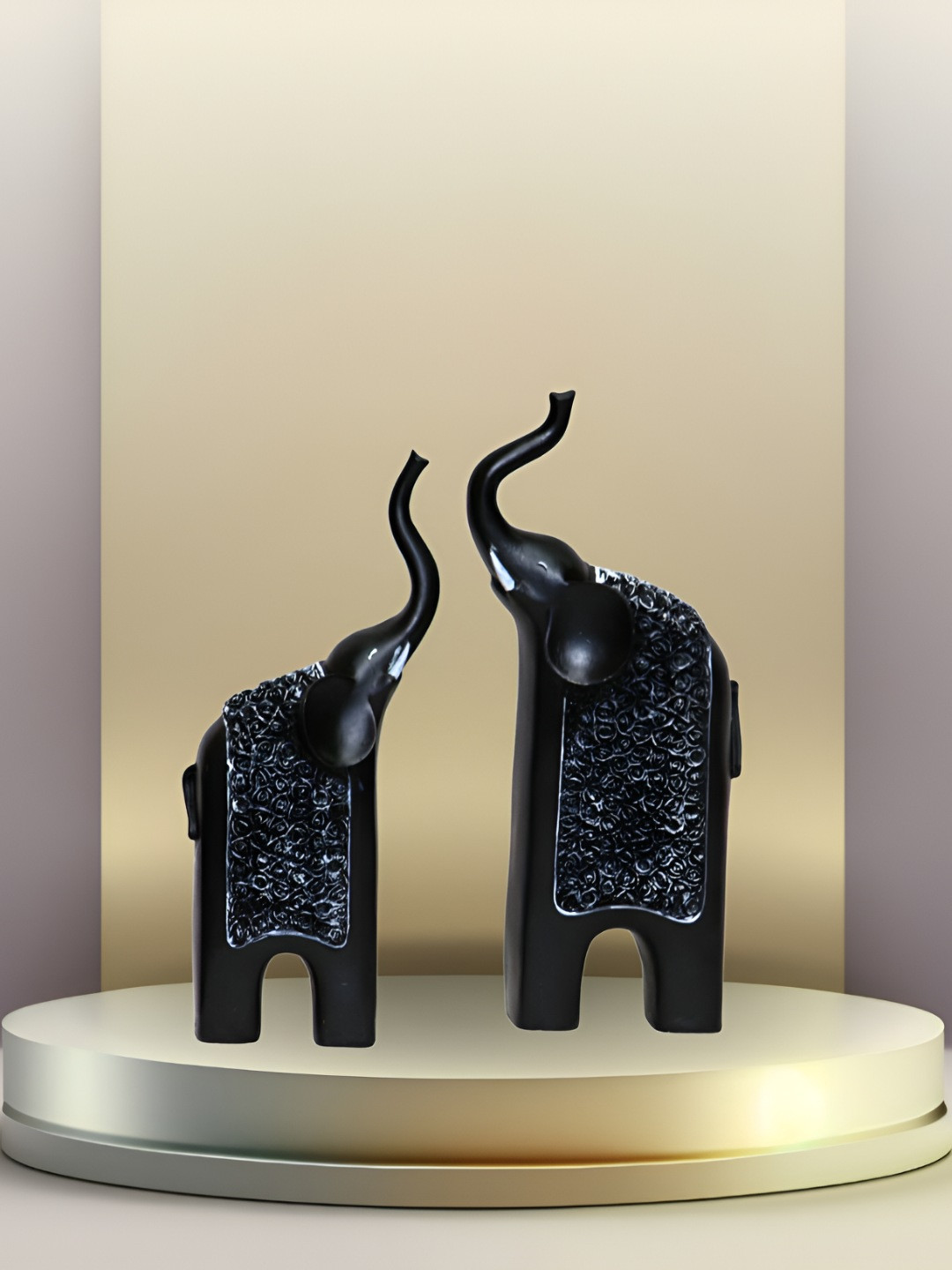 

BECKON VENTURE Black 2 Pieces Animals Figurine Showpiece