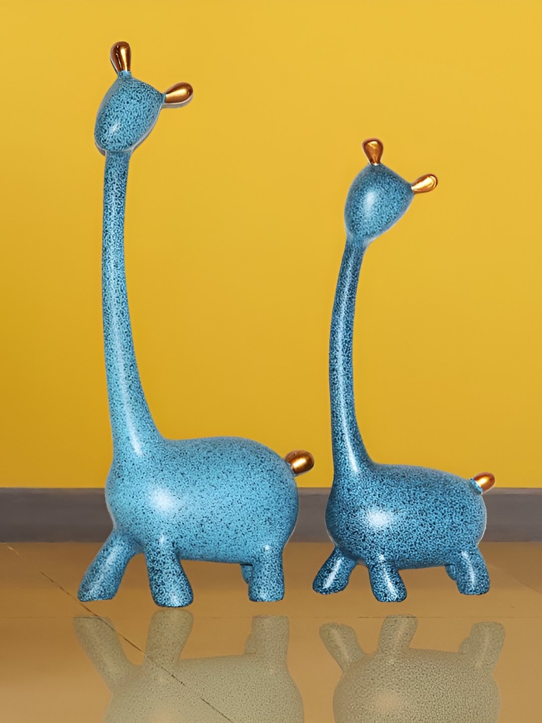 

BECKON VENTURE Blue & Gold Toned 2 Pieces Animals Figurine Showpiece