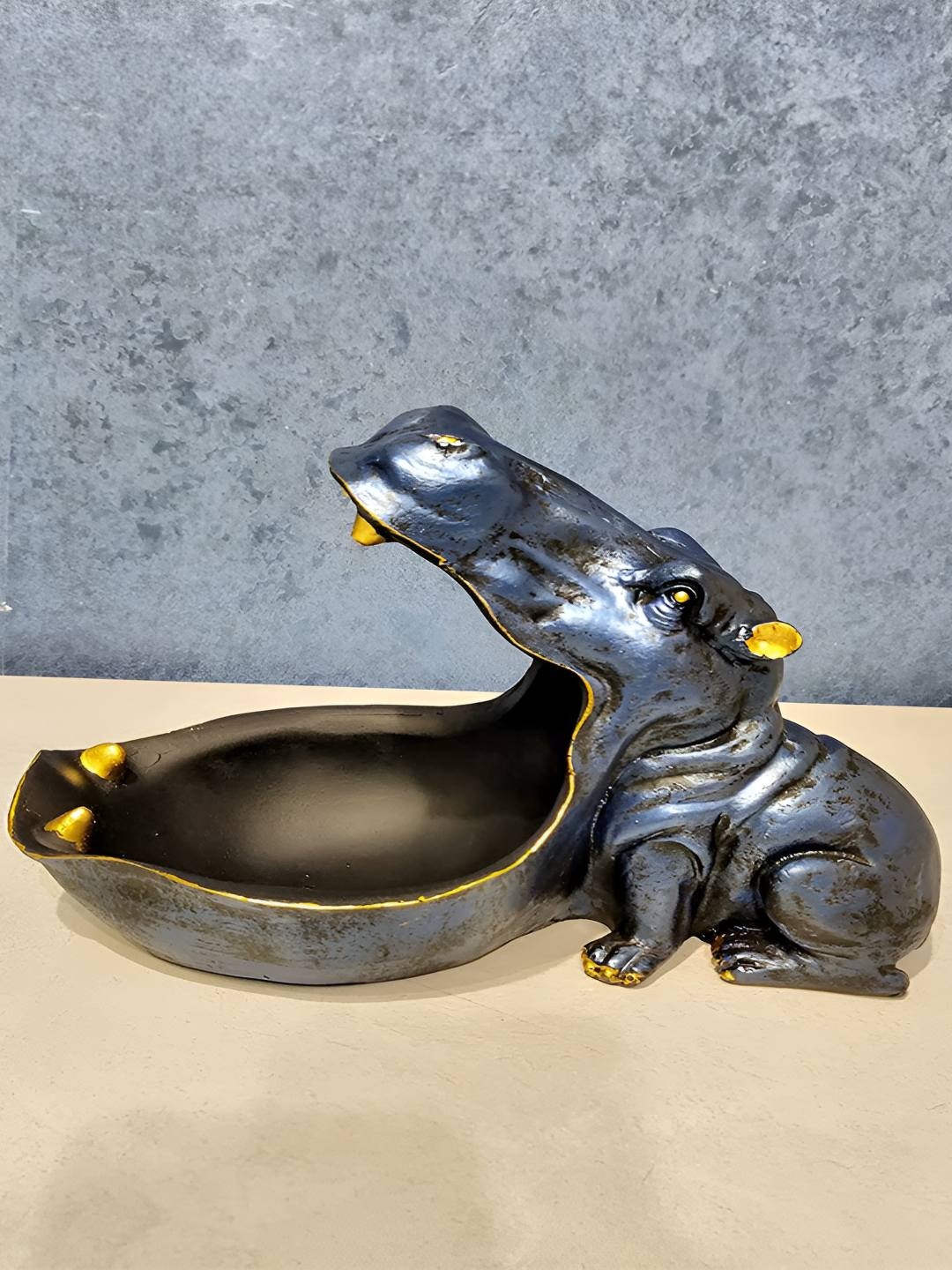 

BECKON VENTURE Grey & Gold Toned Textured Figurine Showpiece