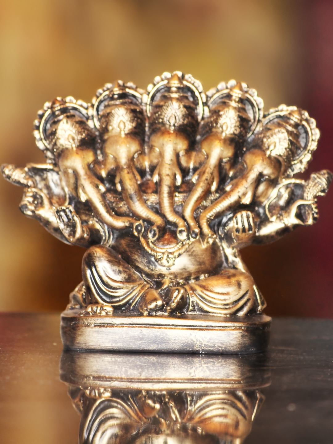 

BECKON VENTURE Gold-Toned Lord Ganesha Religious Idol Showpiece