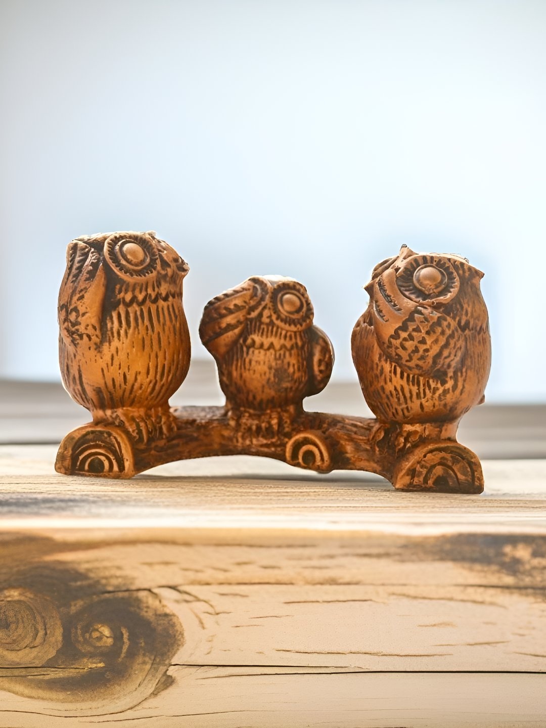 

BECKON VENTURE Brown Textured Owls Figurine Showpiece