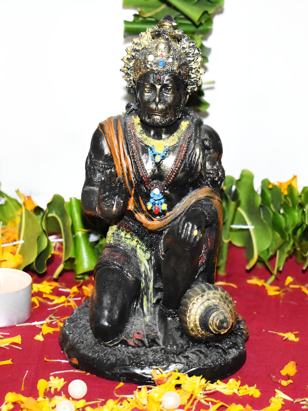 

BECKON VENTURE Black & Gold Toned Lord Hanuman Religious Idol Showpiece