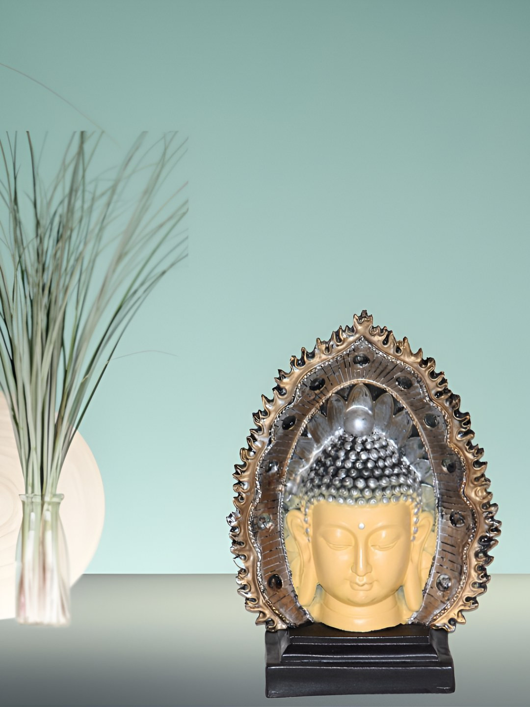

BECKON VENTURE Beige & Silver Toned Textured Buddha Idol Showpiece