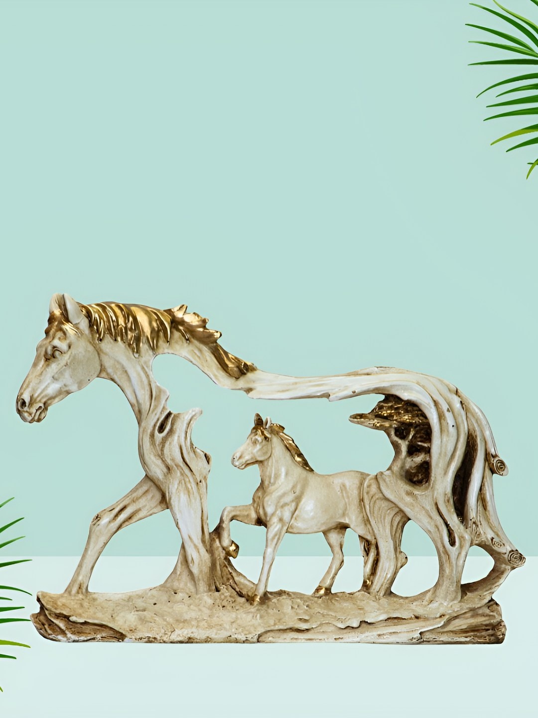

BECKON VENTURE Off White & Gold toned Birds and Animals Figurine Showpiece