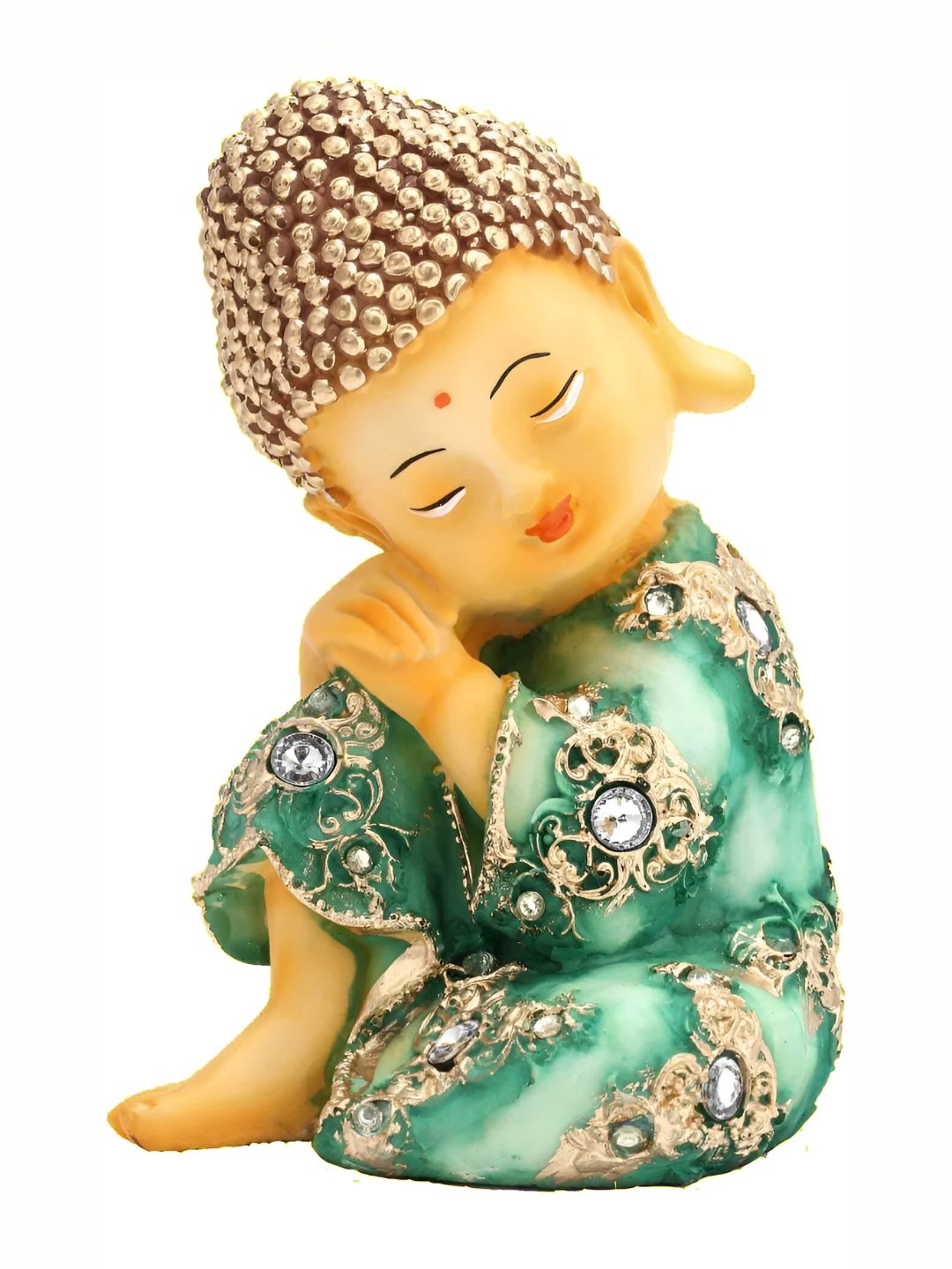 

BECKON VENTURE Green & Beige Buddha Idol Showpiece