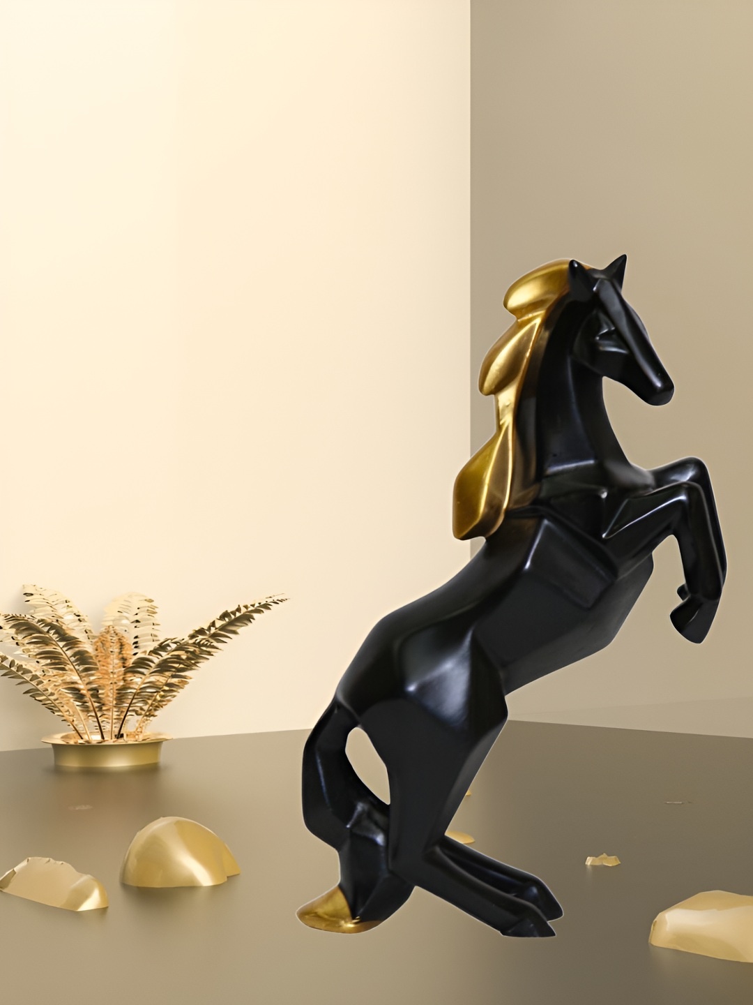 

BECKON VENTURE Black & Gold Toned Horse Figurine Showpiece