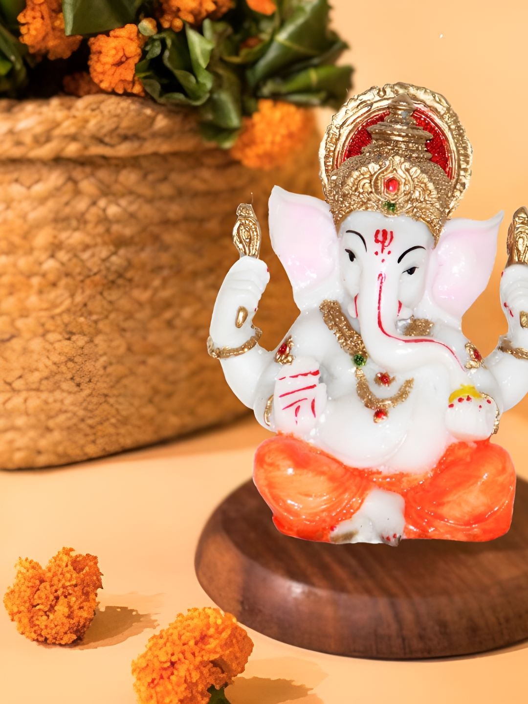 

BECKON VENTURE White & Orange Religious Idol Showpiece