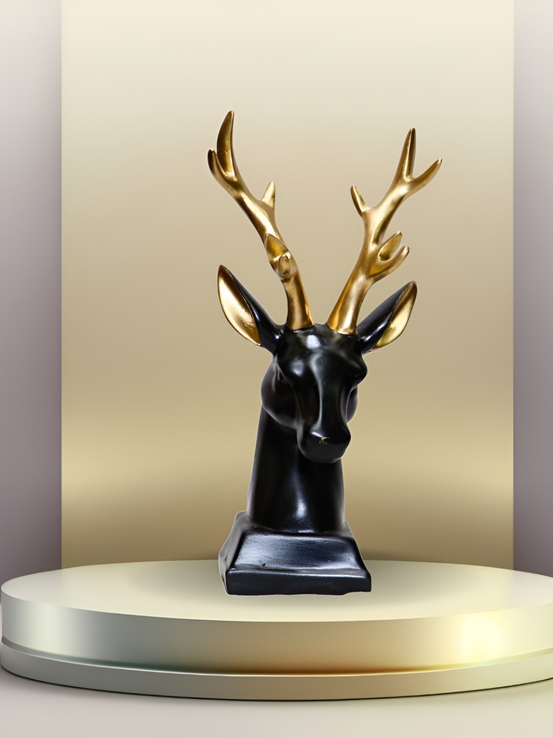

BECKON VENTURE Black & Gold Toned Deer Face Figurine Showpiece
