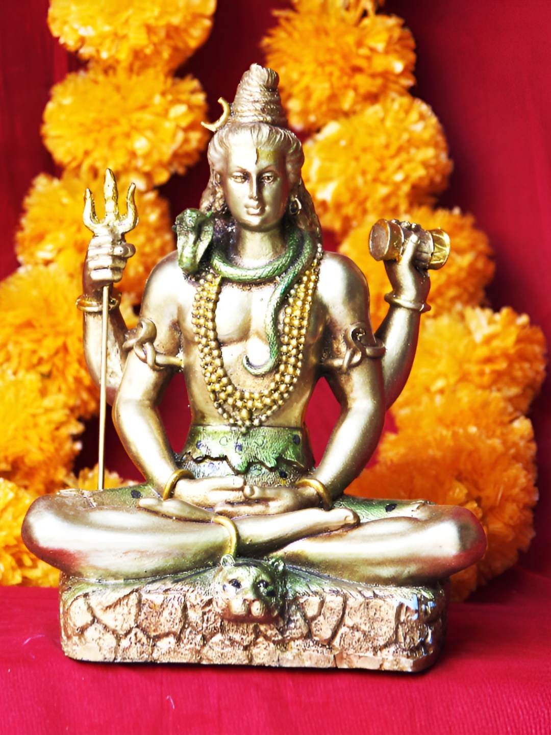 

BECKON VENTURE Gold-Toned Lord Shiva Idol Showpiece