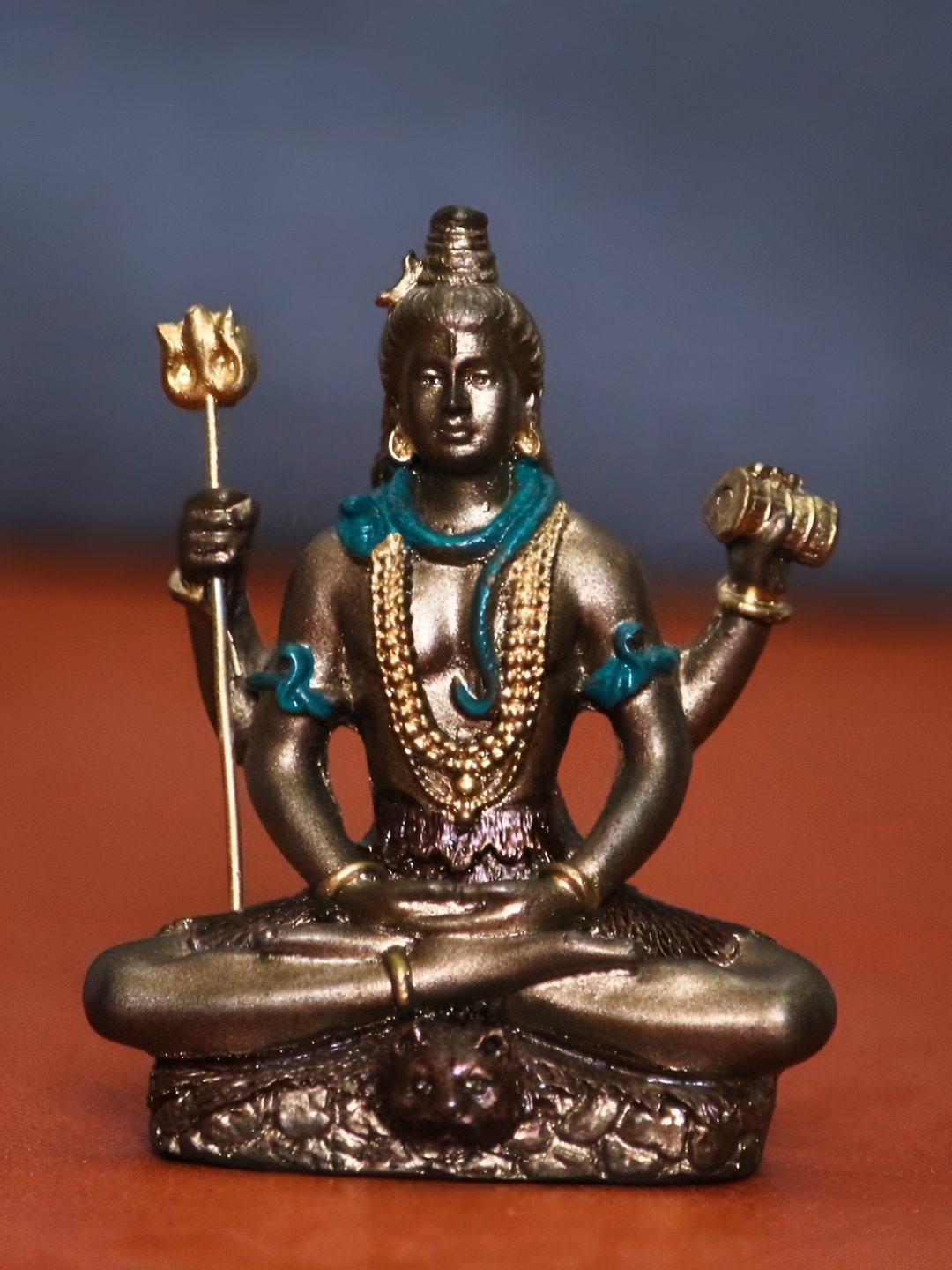 

BECKON VENTURE Bronze Toned & Blue Religious Idol Showpiece