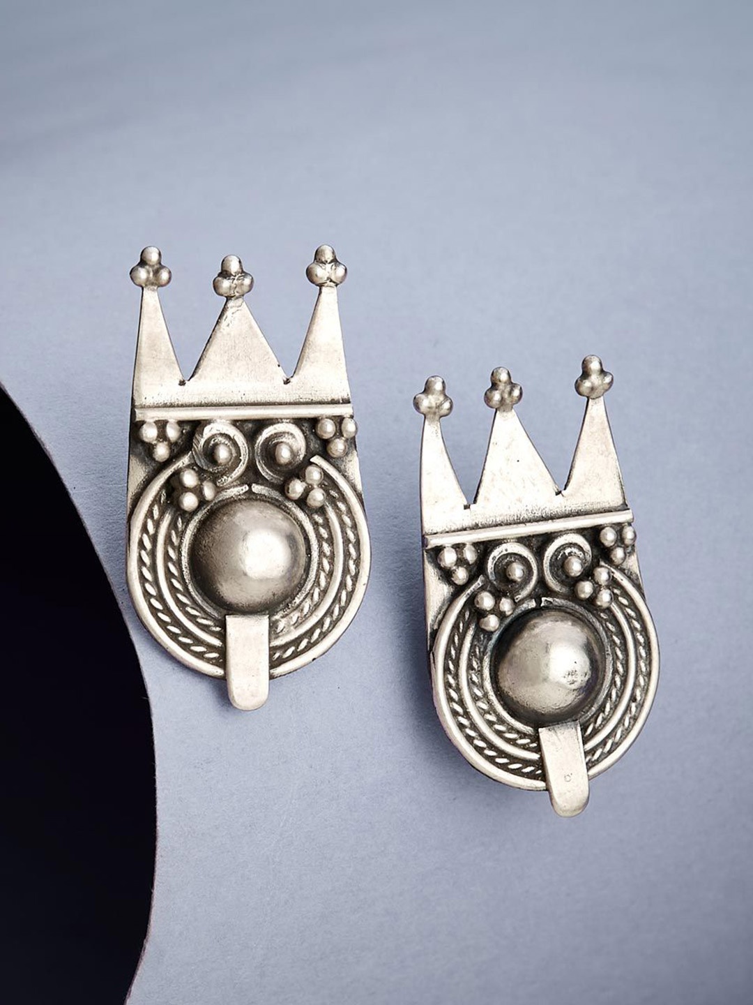 

Fabindia Silver-Plated Oxidised Studs Earrings