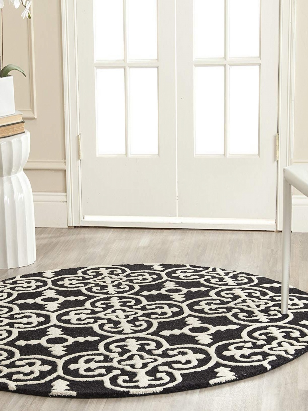 

Safiya Carpet Black & White Ethnic Motifs Woollen Carpets