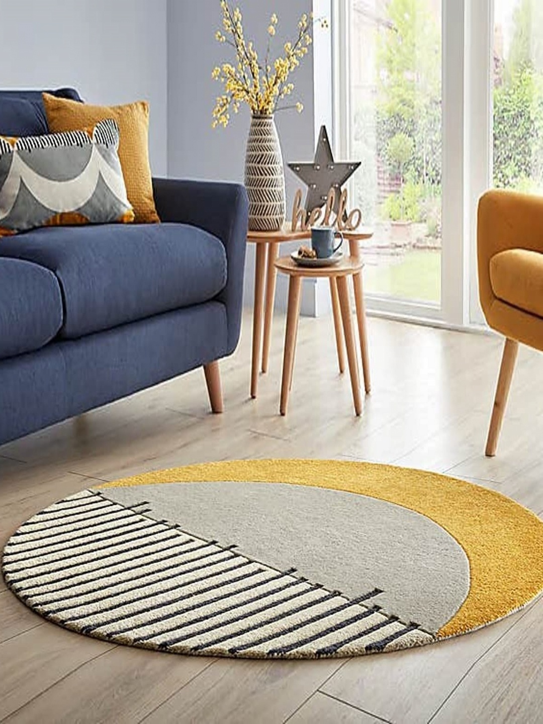 

Safiya Carpet Yellow & White Geometric Hand-Tufted Woollen Carpets