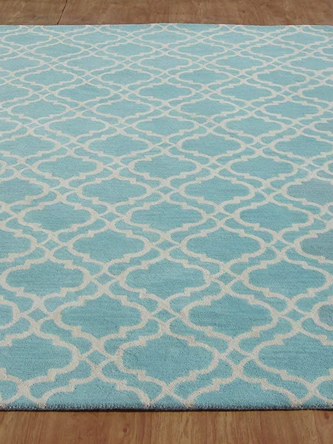 

Safiya Carpet Blue & White Geometric Woollen Carpet