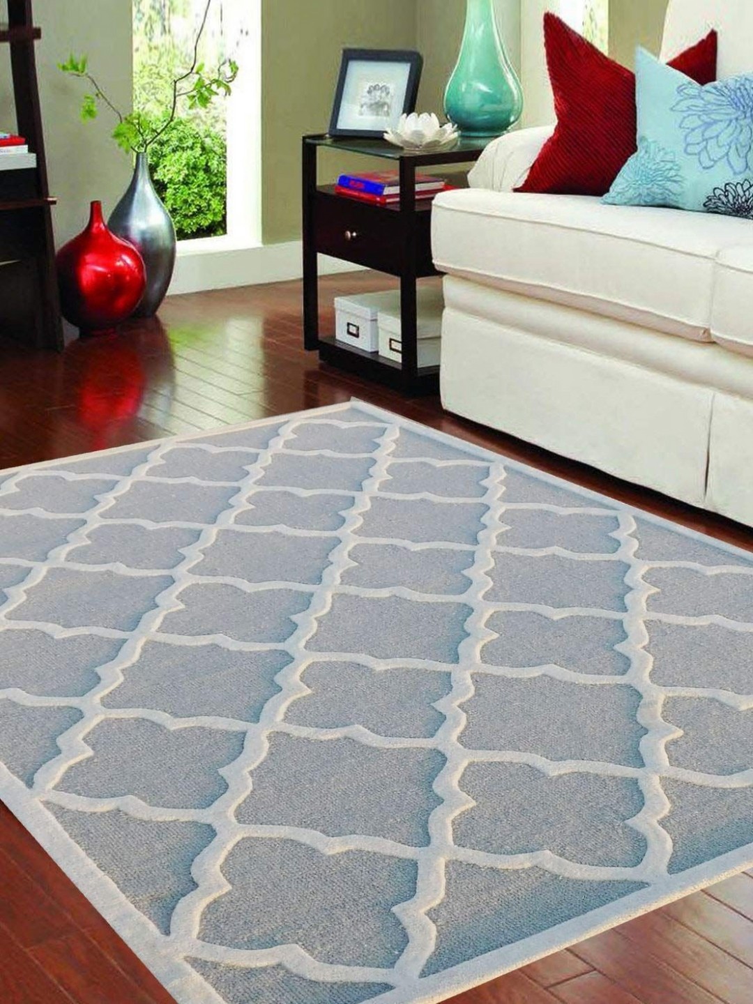 

Safiya Carpet Grey & White Geometric Woollen Carpet